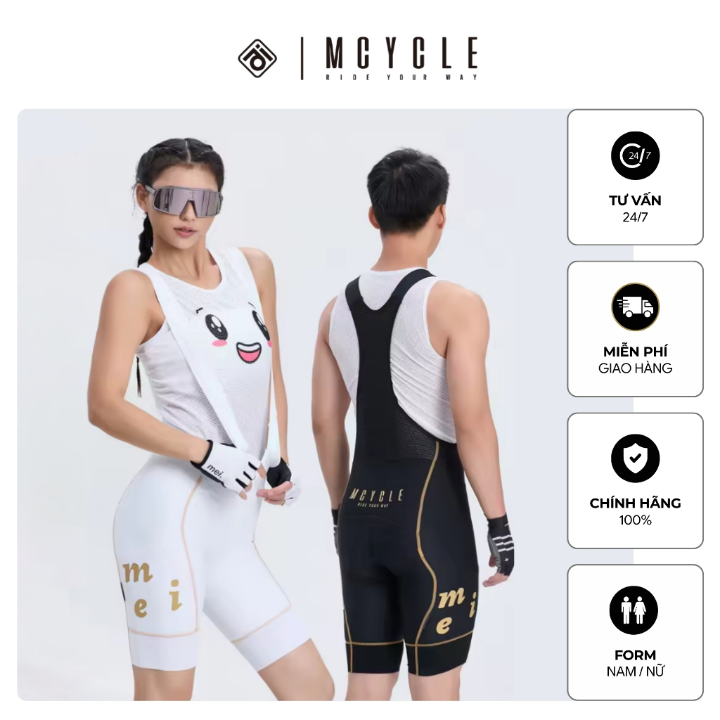 QUẦN YẾM MCYCLE MK094 bib shorts black gold NAM & NỮ