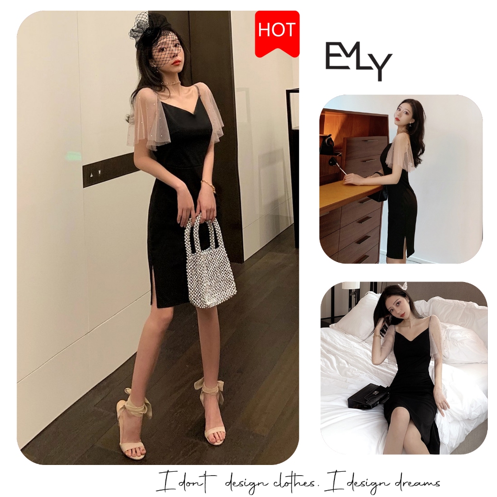 Đầm dáng ôm tay ngắn mini Emilyshop