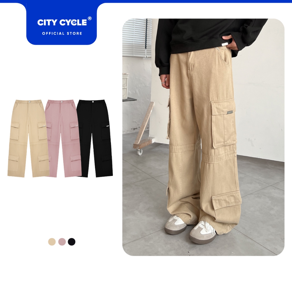Quần Dài Tracker Local Brand Chính Hãng City Cycle ống rộng vải kaki form oversize unisex