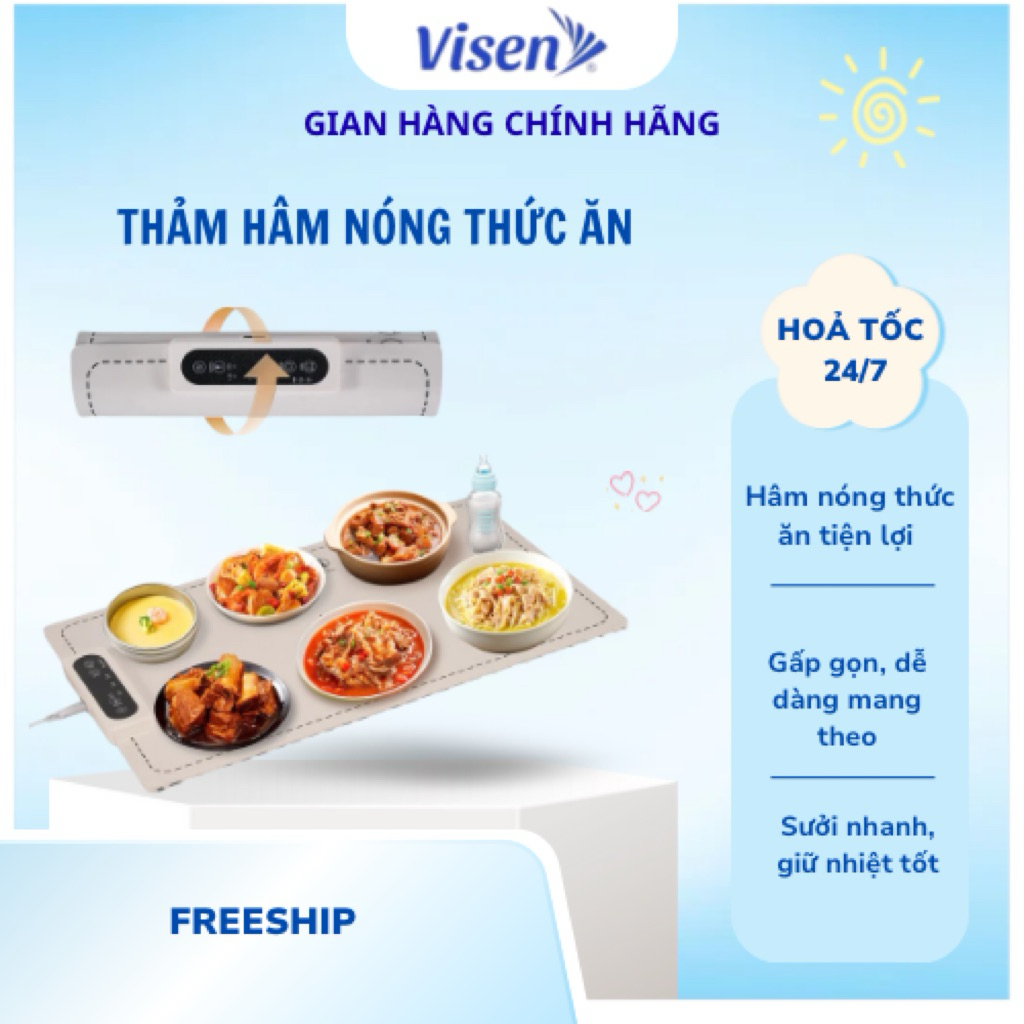 Thảm Hâm Nóng Đồ Ăn Đa Năng Hongao 60x38cm – Tấm Lót Giữ Nhiệt Điện 40–99°C, Gấp Gọn, An Toàn Cho Gia Đình