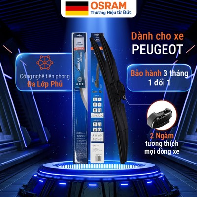 Cặp gạt mưa OSRAM 3 khúc đa năng xe PEUGEOT, 3 tỷ hạt NANO, cao su NSBCR, lớp phủ NGMPT - siêu mượt, bền chuẩn Đức