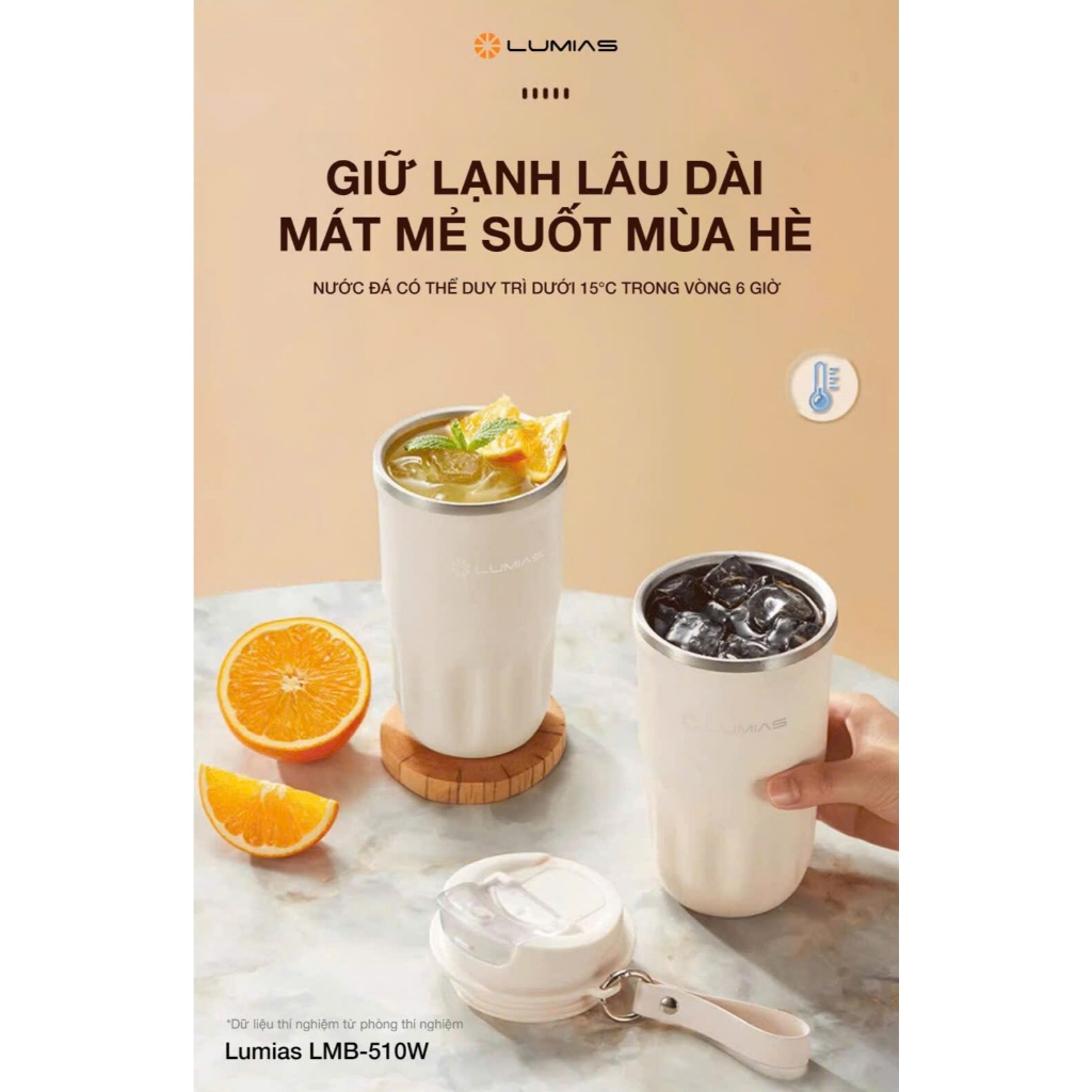 Máy xay sinh tố cầm tay LUMIAS LMB-510W lưỡi dao 12 cạnh sắc bén dung tích 510ml. Hàng chính hãng