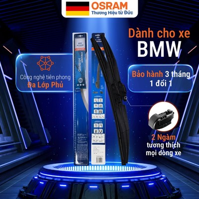 Cặp gạt mưa OSRAM 3 khúc đa năng xe BMW, 3 tỷ hạt NANO, cao su NSBCR, lớp phủ NGMPT - siêu mượt, bền chuẩn Đức