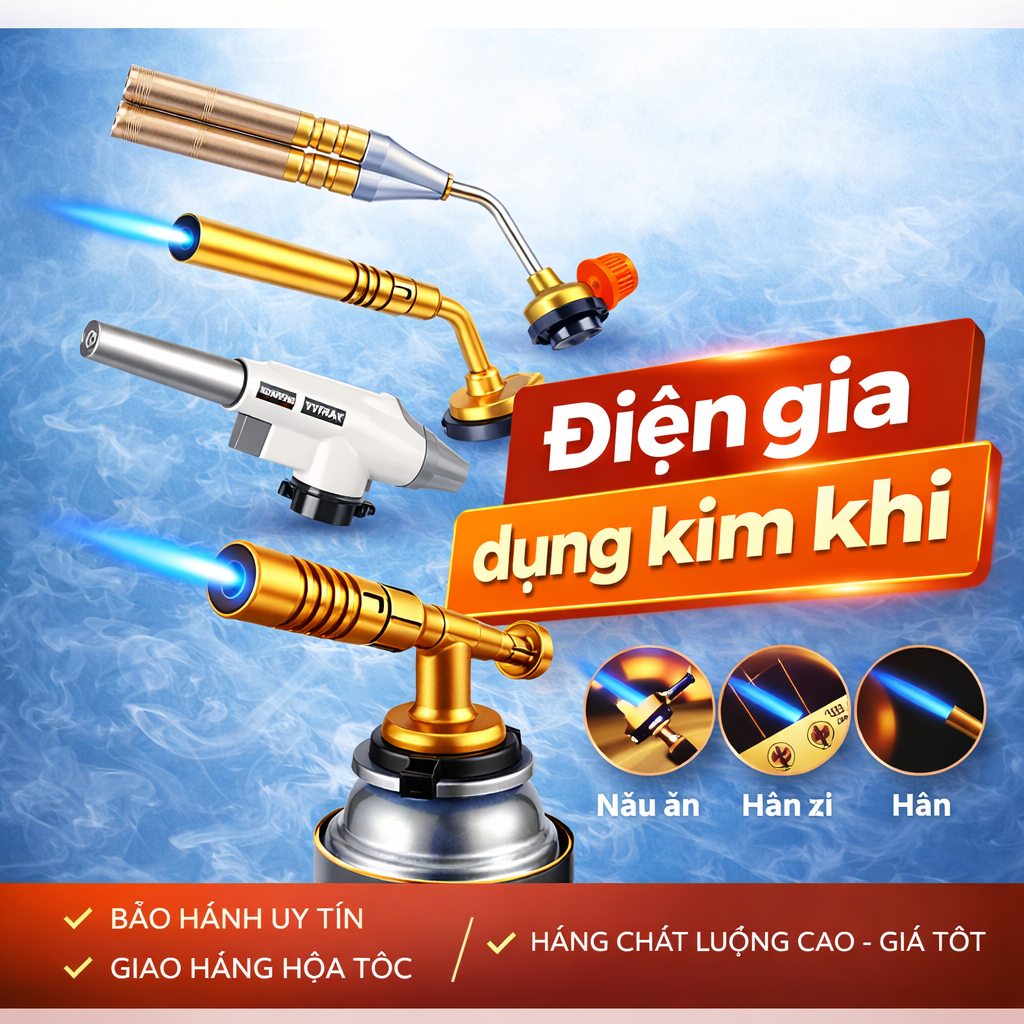 Đầu Khò Gas Mini Đồng Cao Cấp, Đèn Khò Gas Mini Ống Đơn, Ống Đôi, Điều Chỉnh Lửa, Dùng Bình Gas Mini