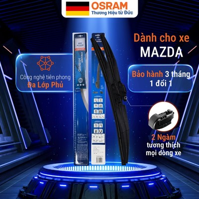 Cặp gạt mưa OSRAM 3 khúc đa năng xe MAZDA, 3 tỷ hạt NANO, cao su NSBCR, lớp phủ NGMPT - siêu mượt, bền chuẩn Đức