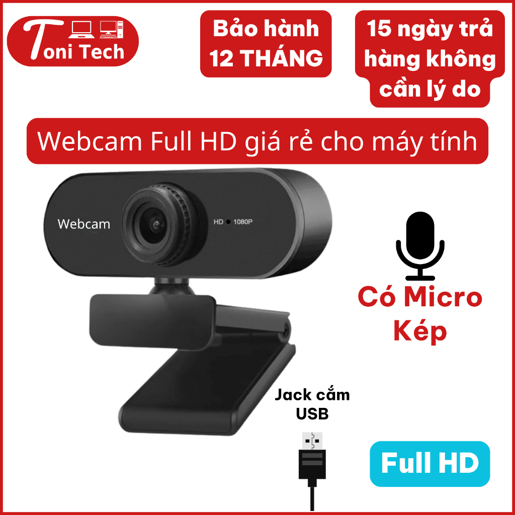 Webcam Full HD có Mic cho PC, Laptop, Trợ sáng cực tốt, webcam pc, camera máy tính pc, webcam usb. B