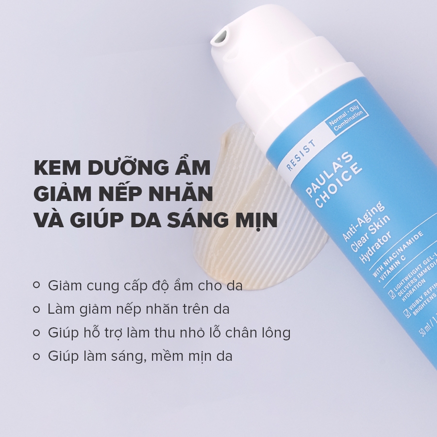 Kem dưỡng ẩm cho da lão hóa giúp giảm nếp nhăn Paula's Choice Resist Anti-Aging Clear Skin Hydrator 50ml 7691 | BigBuy360 - bigbuy360.vn