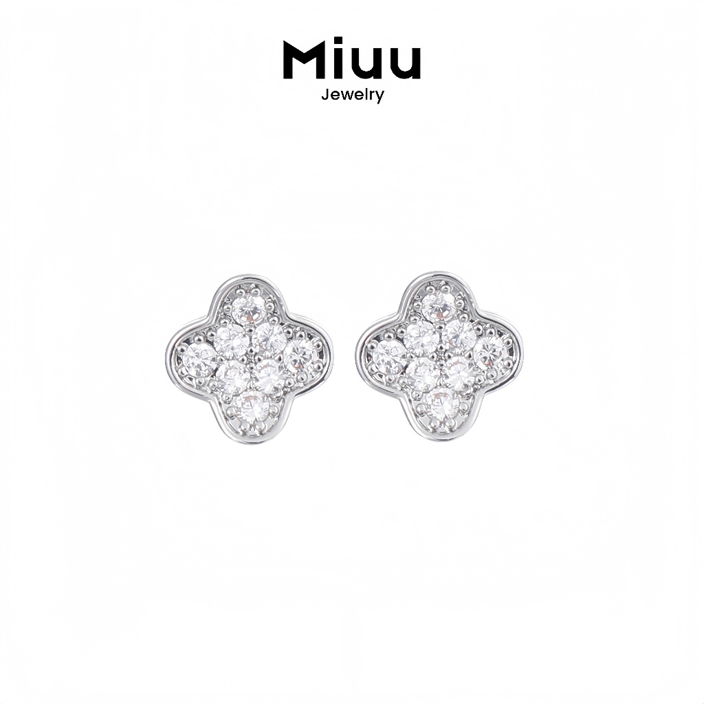 Bông tai nữ cỏ 4 lá Felix, khuyên tai nữ đính đá Miuu Jewelry FSB 14