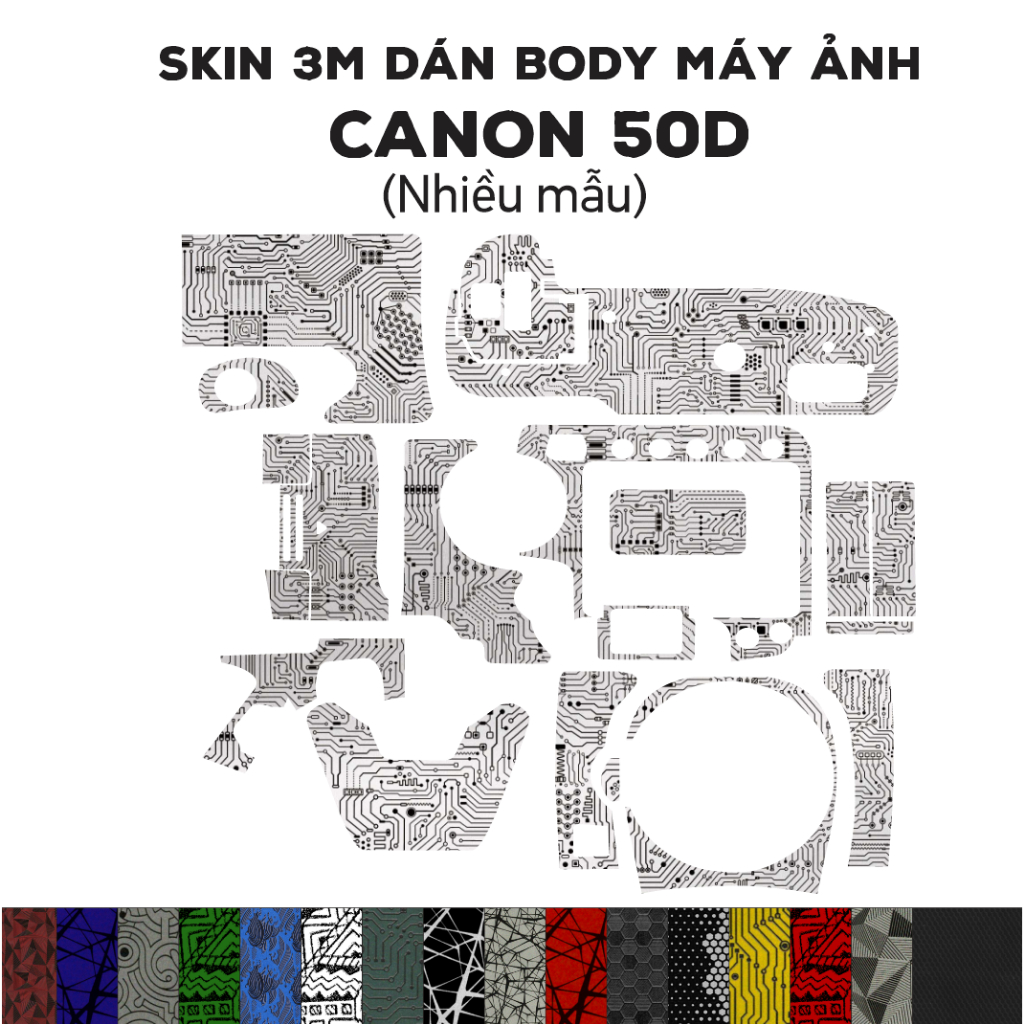 Skin 3M dán Canon 50D (Nhiều mẫu) | Miếng film dán chống bám bẩn cho body Canon 50D