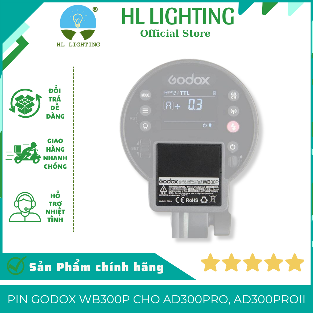 Pin Godox WB30P Cho đèn AD300 Pro, AD300 ProII HL Lighting
