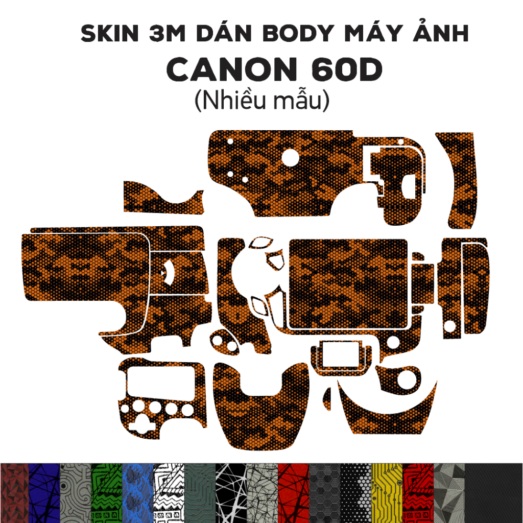 Skin 3M dán Canon 60D (Nhiều mẫu) | Miếng film dán chống bám bẩn cho body Canon 60D