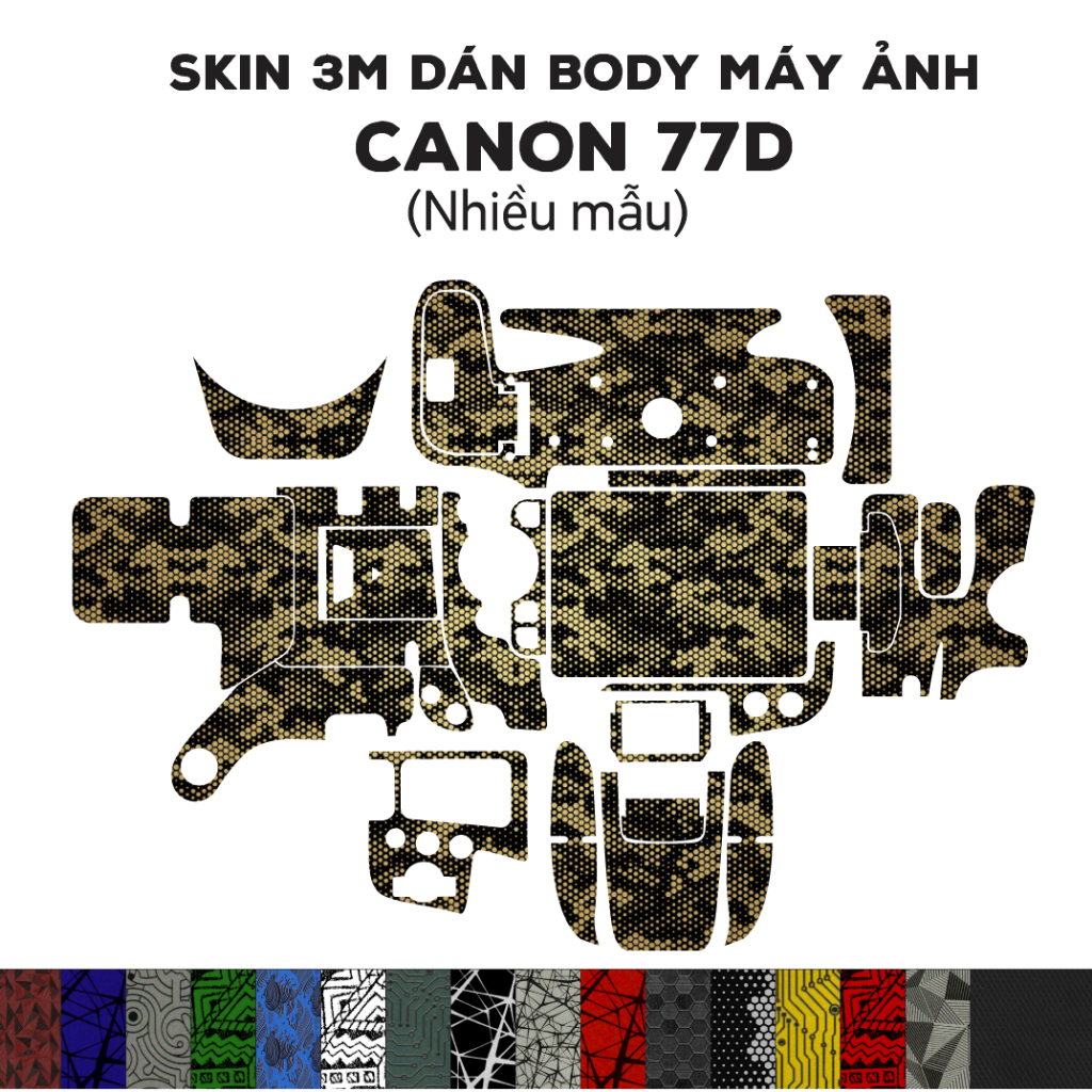 Skin 3M dán Canon 77D (Nhiều mẫu) | Miếng film dán chống bám bẩn cho body Canon 77D