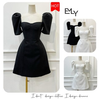 Đầm dự tiệc nữ dáng xòe tay ngắn phồng nhẹ sang trọng mini Emilyshop (có video)