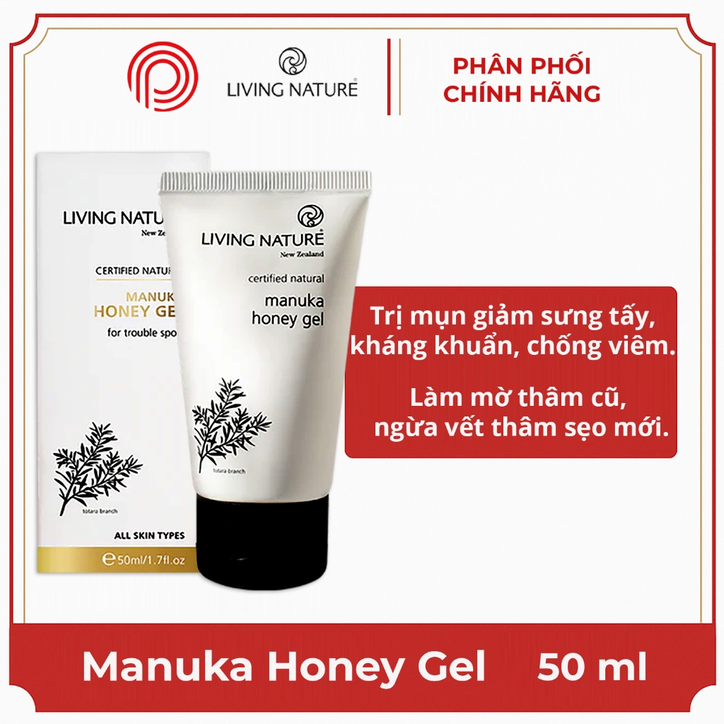 Gel bôi mụn mật ong manuka Living Nature Manuka Honey Gel 50ml - Nhập khẩu chính hãng New Zealand