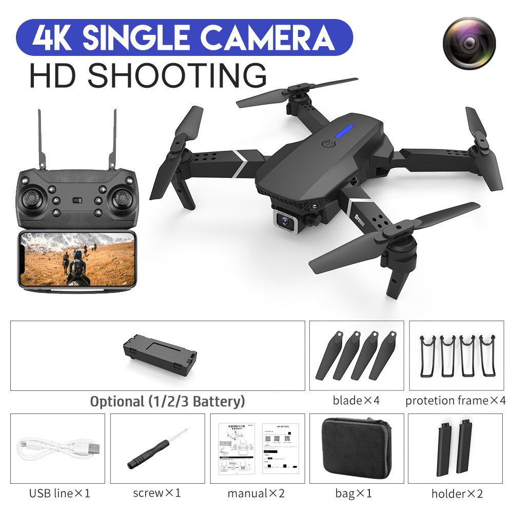 2026 Máy bay không người lái E88Pro mới, Camera kép 4K HD, Quay video WiFi, UAV điều khiển từ xa