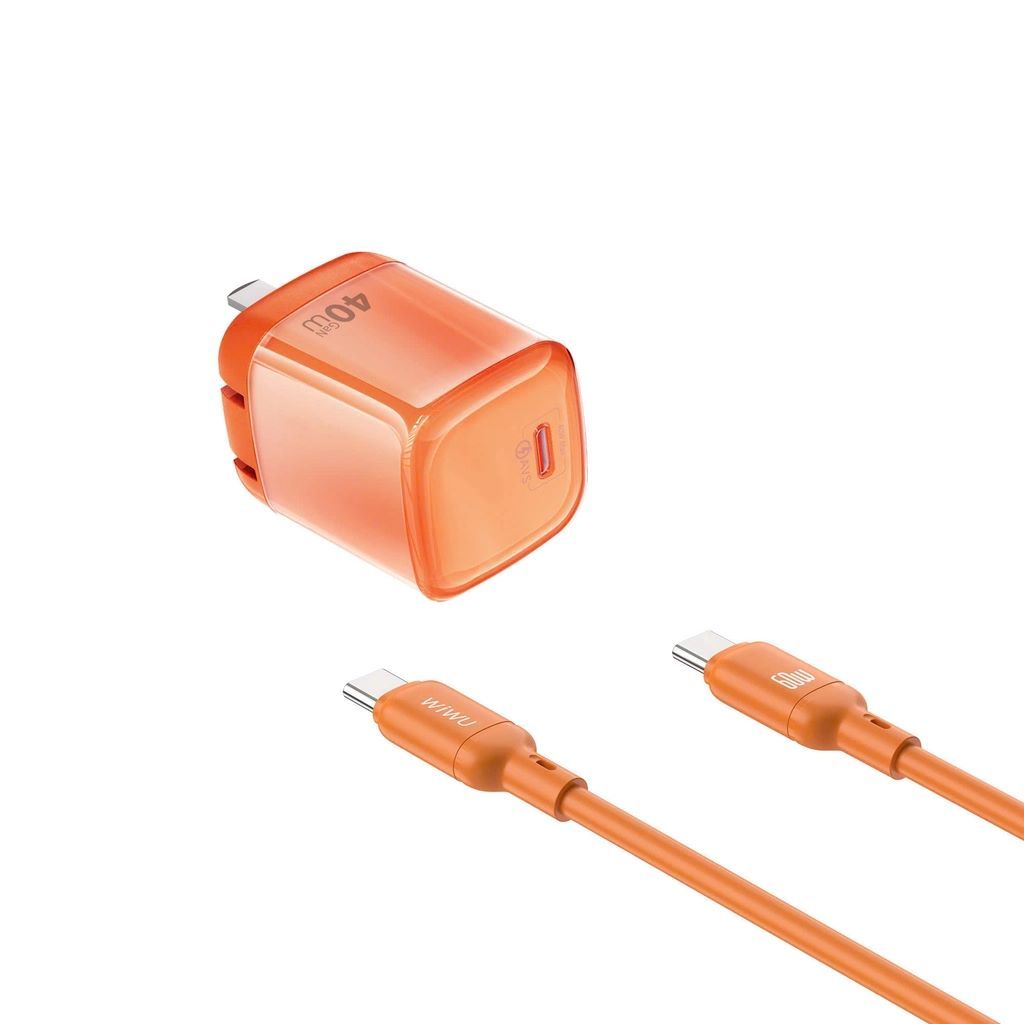 Bộ sạc nhanh Wi-G037 AVS WiWU – Củ sạc 40W + Cáp Type-C to Type-C 60W