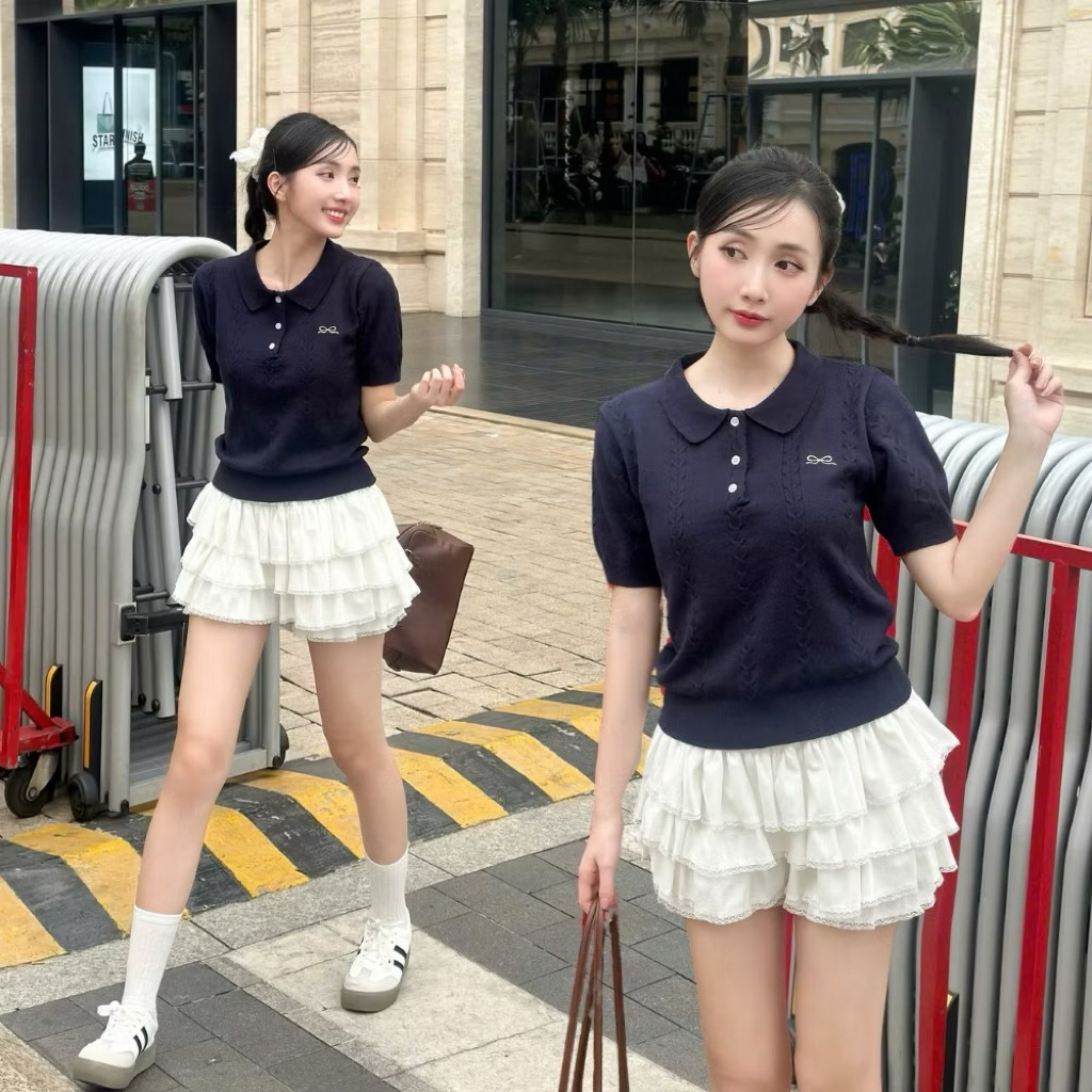 Pass[thanh lý] Áo len lông xù DELIZ VN thêu nơ (ảnh thật_Đọc kỹ mô tả)