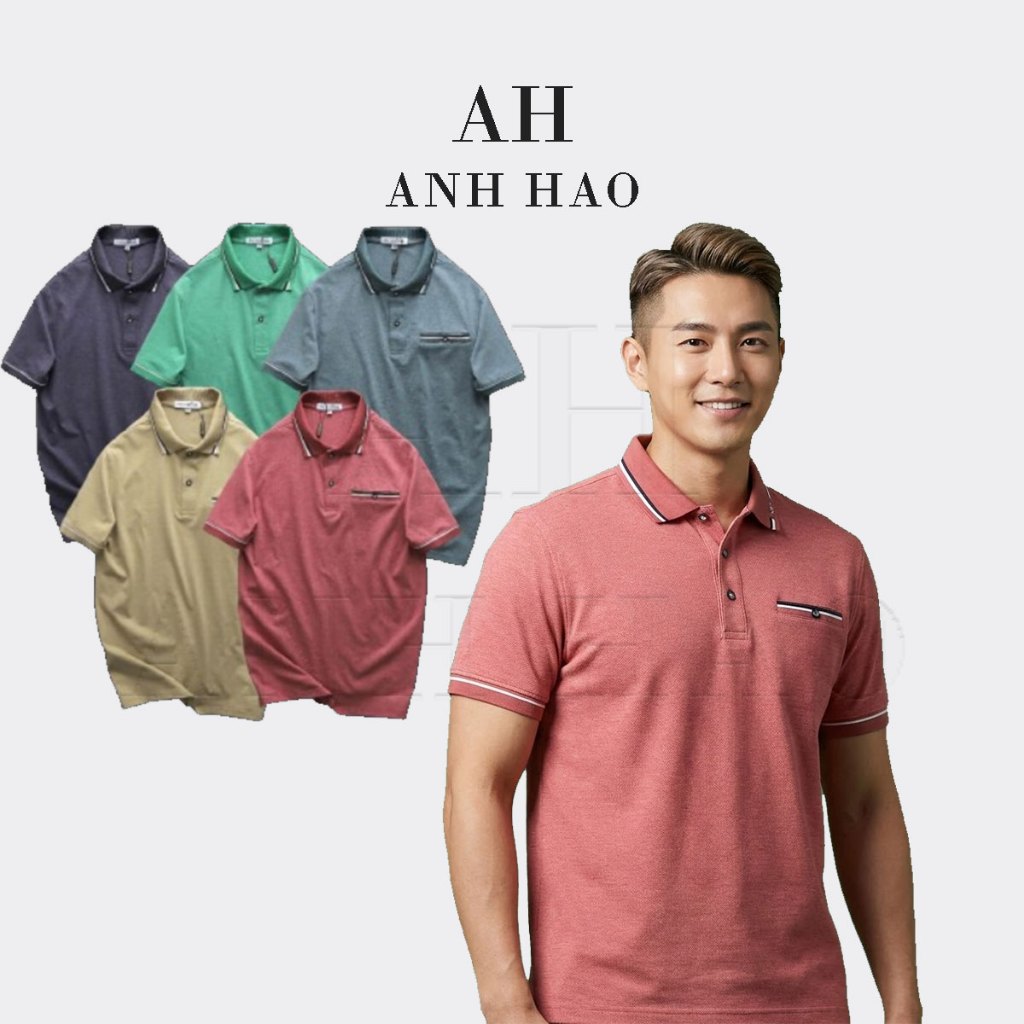 Áo POLO nam vải cotton muối co giãn, thoáng mát, sang trọng, cao cấp - Pack túi Owen | AH STUDIO