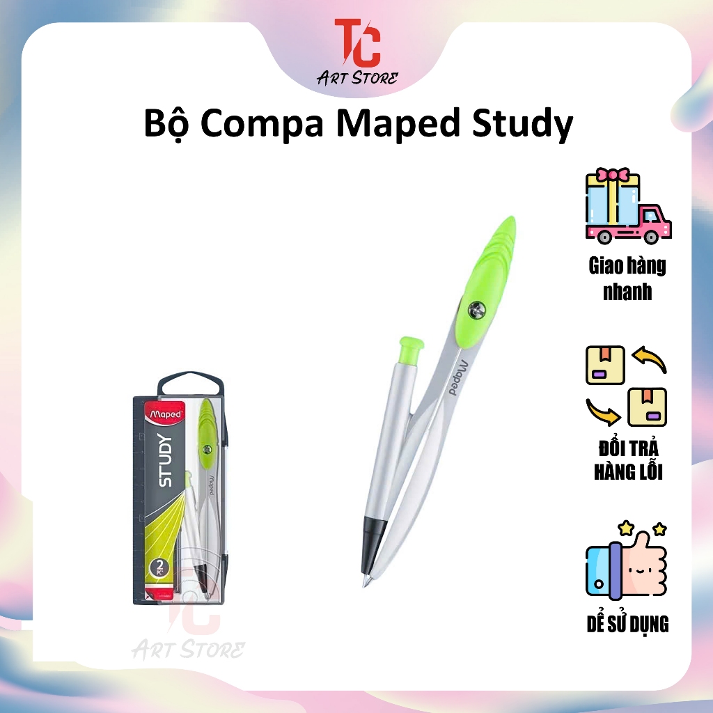 Bộ Compa Maped Study Cao Cấp - Compa Học Sinh Kim Loại Siêu Bền Có Hộp Đựng - TC Art Store