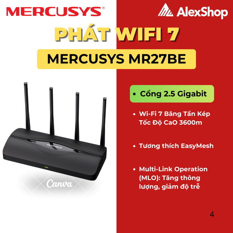 [BE3600] Router WIFI Mercusys MR27BE / MR25BE Phát Wifi 7 Băng Tần Kép Chính hãng