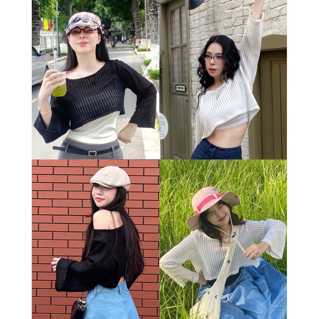 𝙖𝙣𝙙𝙢𝙤𝙧𝙚 ⋆˚ʚɞ Áo Crop Tay Dài Katie Top