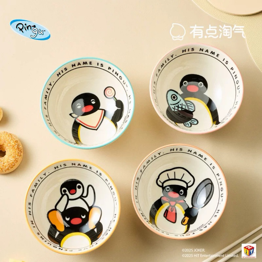 [CÓ SẴN] Bát chén ăn cơm Pingu, bát chén chấm đựng tương Pingu | Set bát chén ăn cơm Pingu