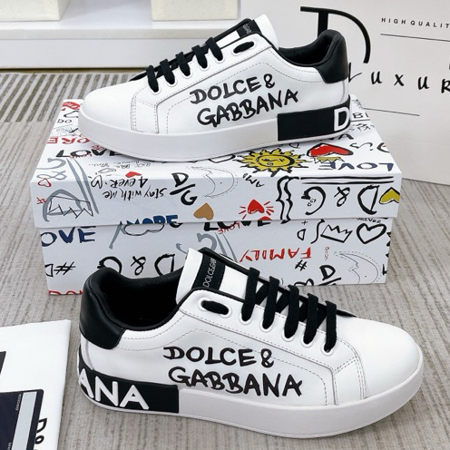 Giày Sneaker DG Trắng Chữ Đen