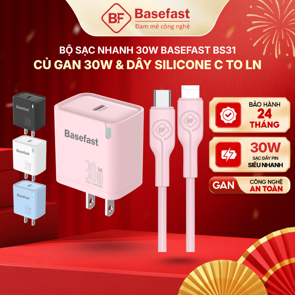 Bộ Sạc Nhanh 30W /20W Basefast GaN Cho X/Xs/11/12/13/14Prm Chống Quá Tải điện