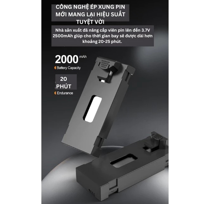 pin/phụ kiện flycam /e88max /e99 max/f198 / 2000Mah giúp tăng thời lượng bay Drone Mah