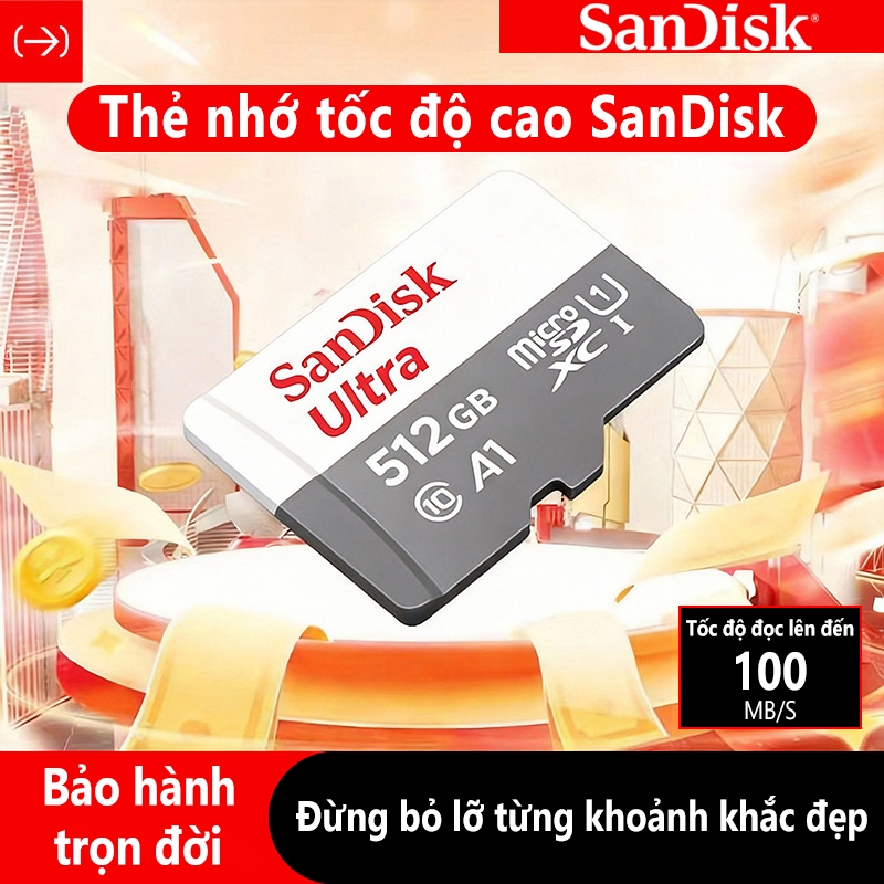 Thẻ nhớ MicroSDHC MicroSDxC Sandisk Ultra 32GB/64GB/128GB/256GB Class 10 upto 100MB/s