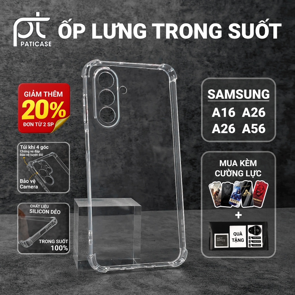 Ốp lưng Samsung A16, A26, A36, A56 5G Paticase trơn trong suốt | Ốp điện thoại SS galaxy dẻo bảo vệ 