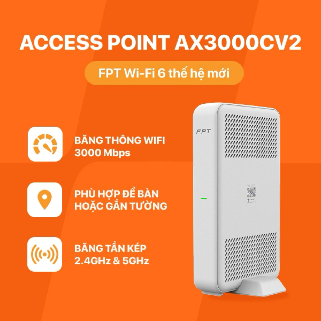 FPT Access Point AX3000CV2 Hỗ trợ Wifi 6 3000 Mbps, ăng ten ẩn - Thiết bị phát sóng Wifi thế hệ mới