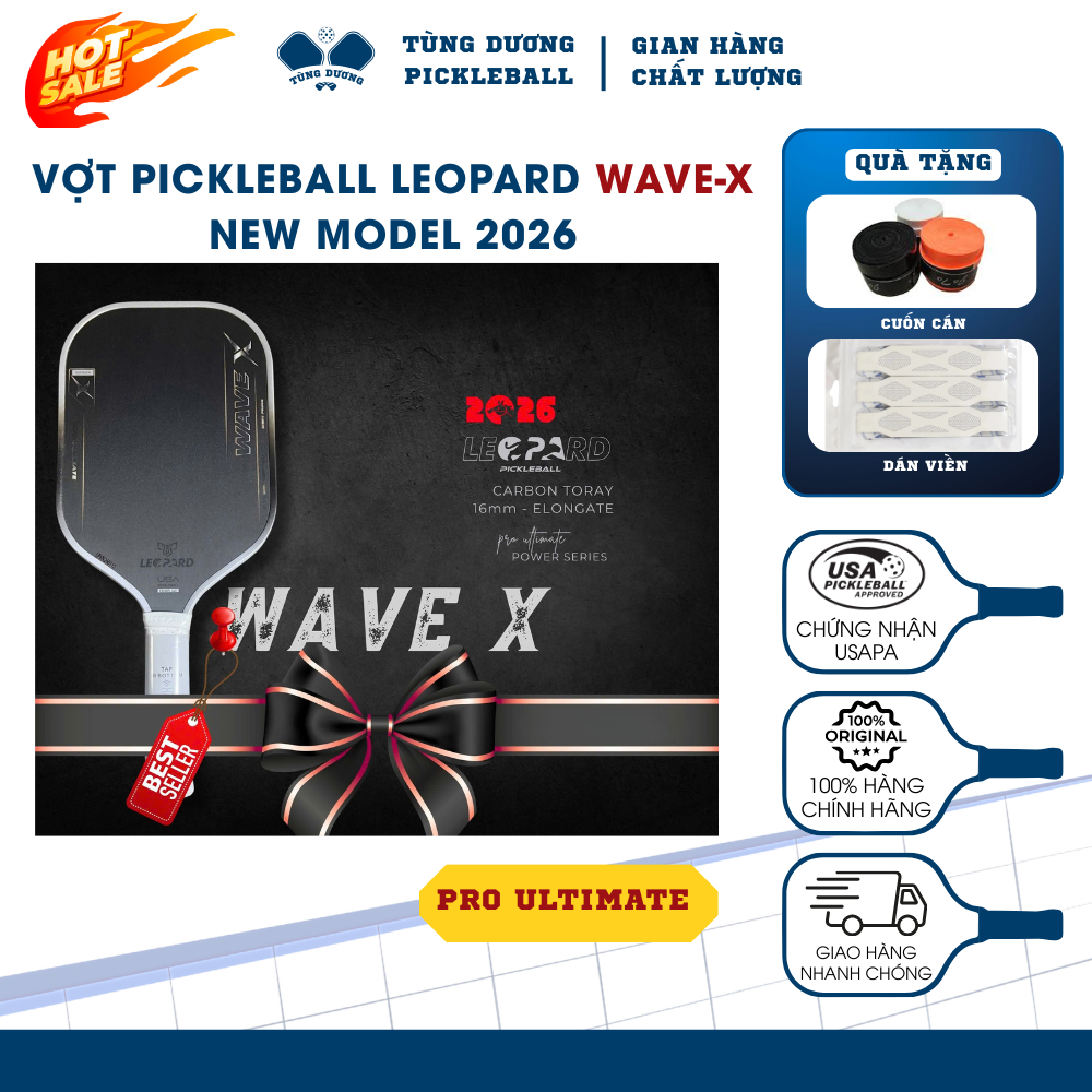 VỢT PICKLEBALL LEOPARD WAVE X PRO ULTIMATE – CHÍNH HÃNG LEOPARD VIỆT NAM