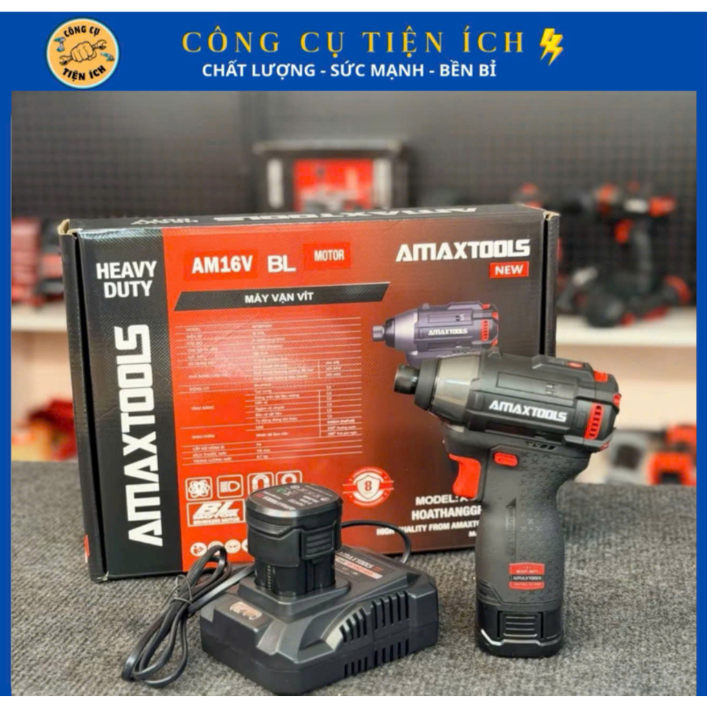 [BẢN NÂNG CẤP] Máy Chuyên Vít Có Búa Dùng Pin AMAXTOOLS AV18014SA-PRO, Bộ 2 Pin 2.0Ah