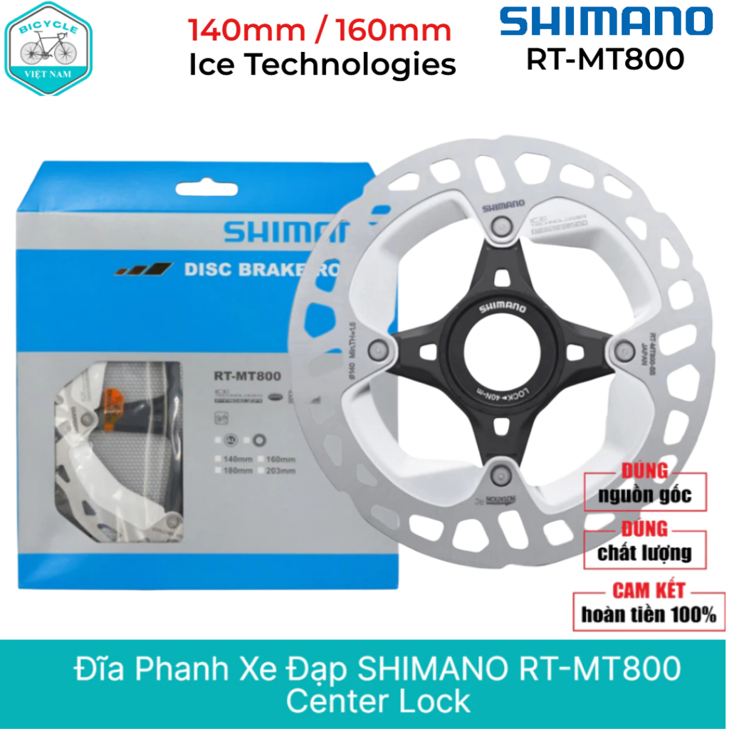 Đĩa Phanh Thắng Tản Nhiệt Xe Đạp Shimano RT MT800 140mm / 160mm – Chính Hãng