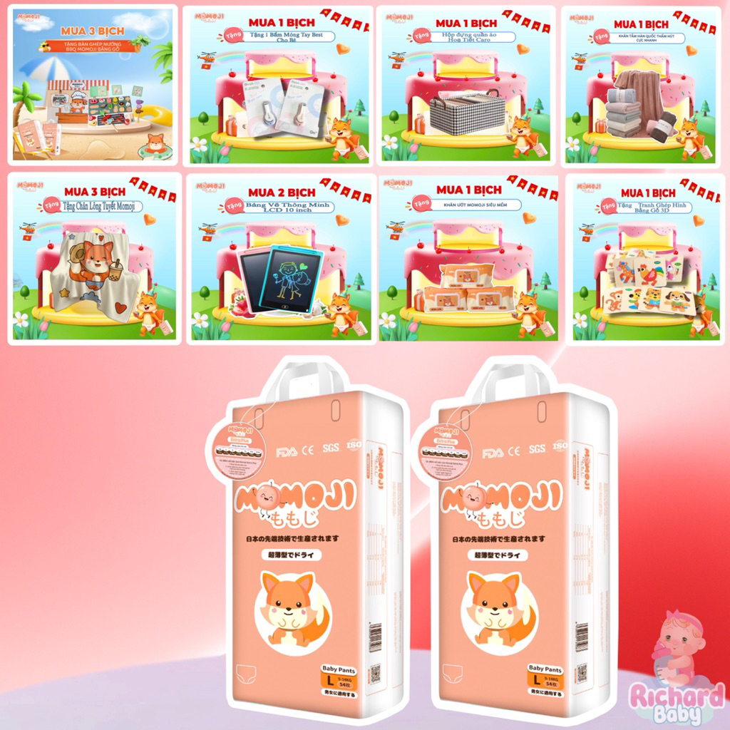 (Quà Tặng Hấp Dẫn) Tã Bỉm Quần/Dán MoMoji Extra Siêu Thấm Hút