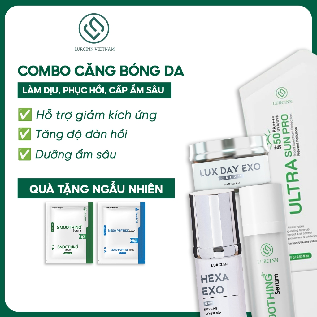 Bộ Đôi Căng Bóng LURCINN – Serum Hexa EXO & Kem Luxday EXO Nano, Da Mịn Màng, Đàn Hồi | Lurcinn Viet