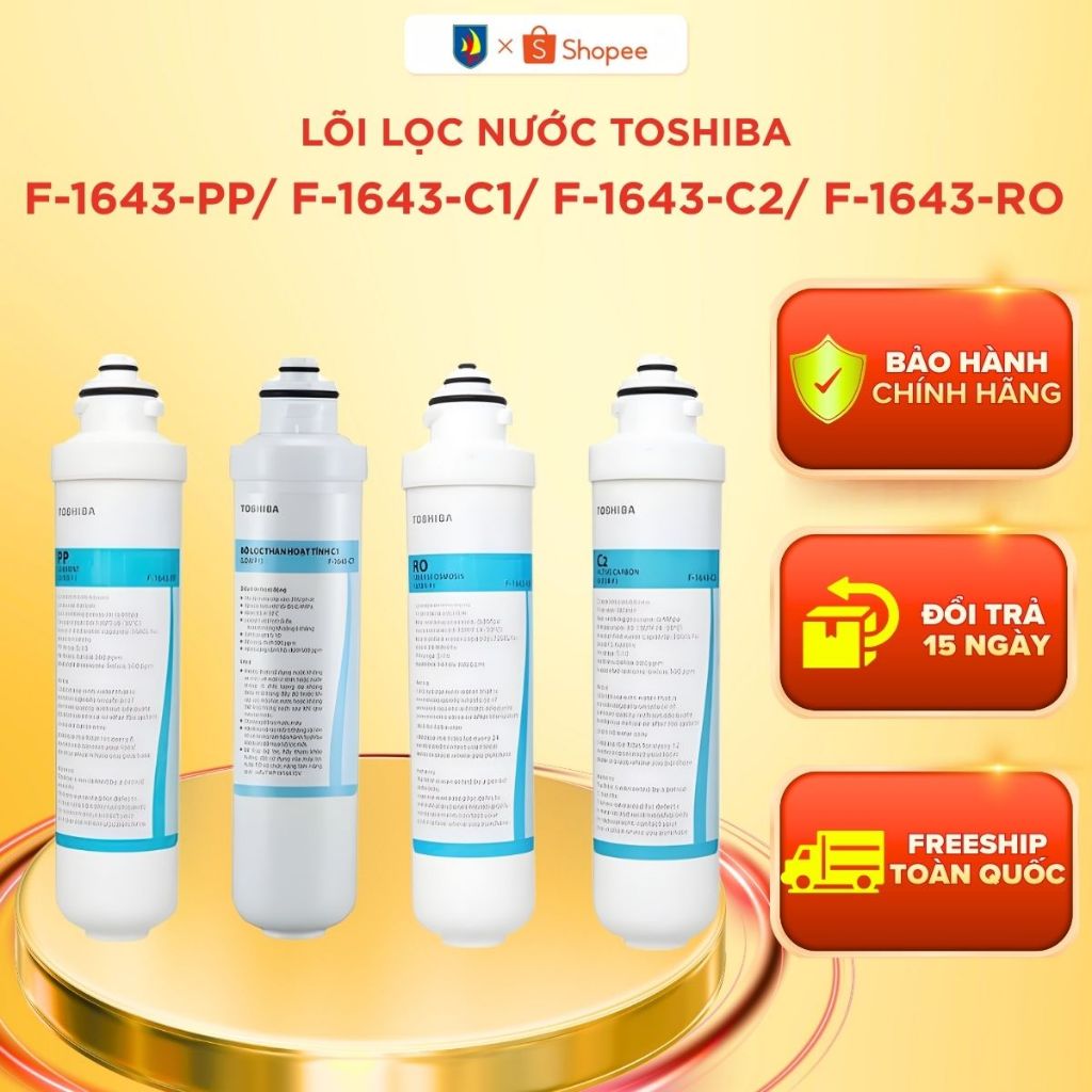 Lõi lọc nước Toshiba F-1643-RO | Combo 3 lõi PP C1 C2 | Combo 4 lõi PP C1 C2 RO Dành Cho TWP-W1643SV