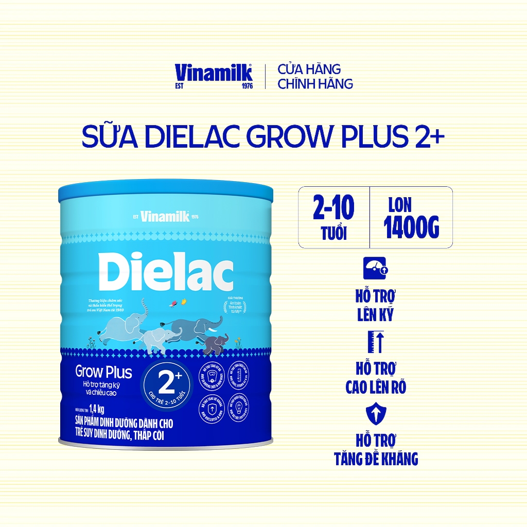 Sữa bột Vinamilk Dielac Grow Plus 2+ - Hộp 1400g