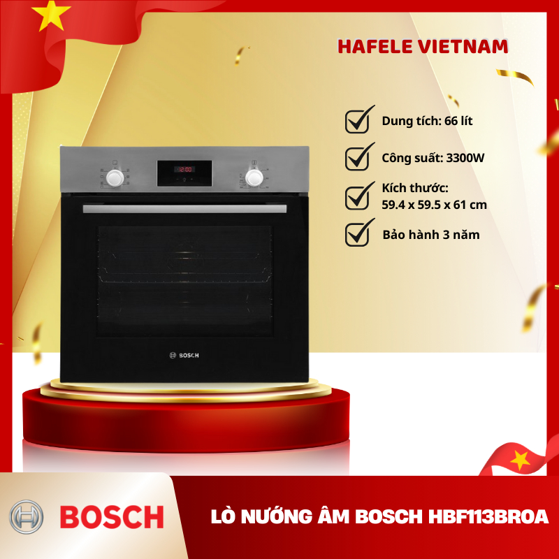Lò Nướng Âm Bosch HBF113BR0A -  66 Lít – Nướng Ngon Chuẩn Châu Âu - Tiện Nghi Tối Ưu - FEM