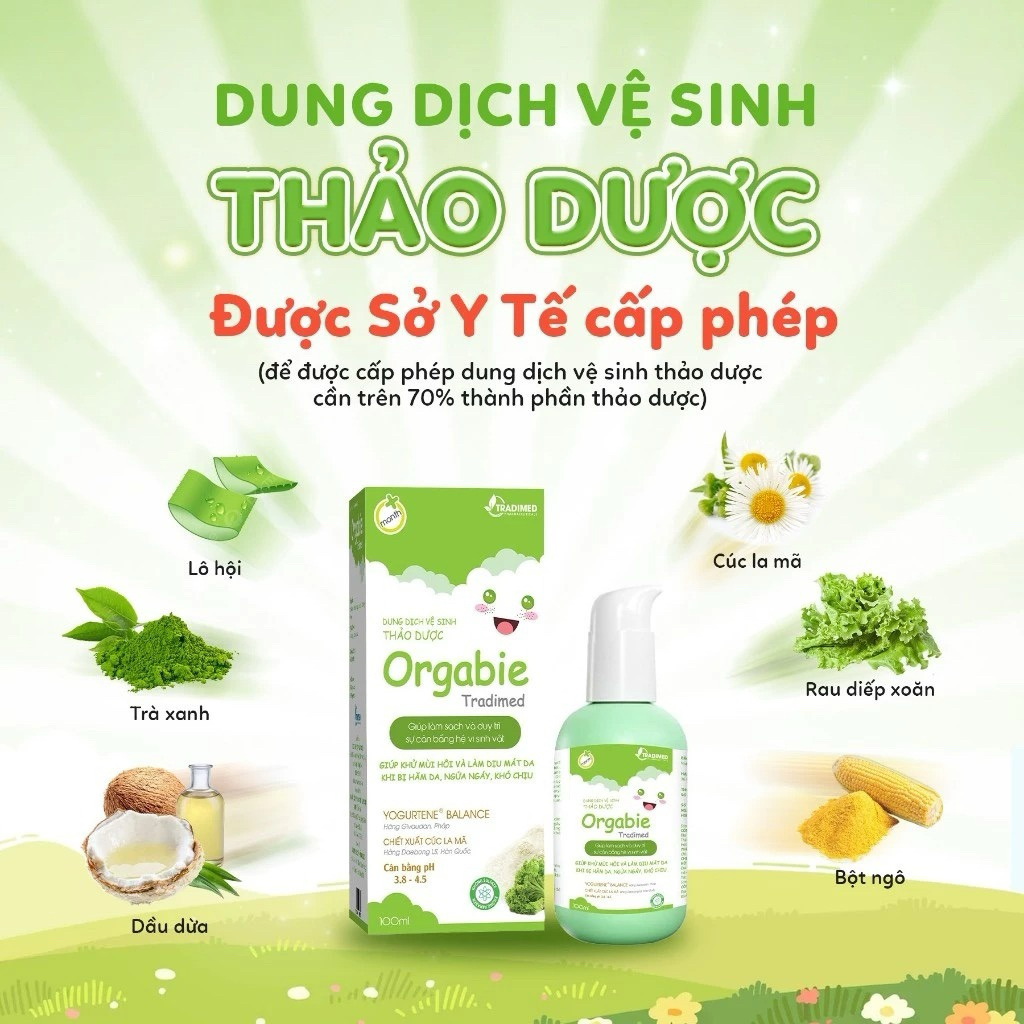 Dung dịch vệ sinh thảo dược Orgabie Tradimed dành cho bé yêu