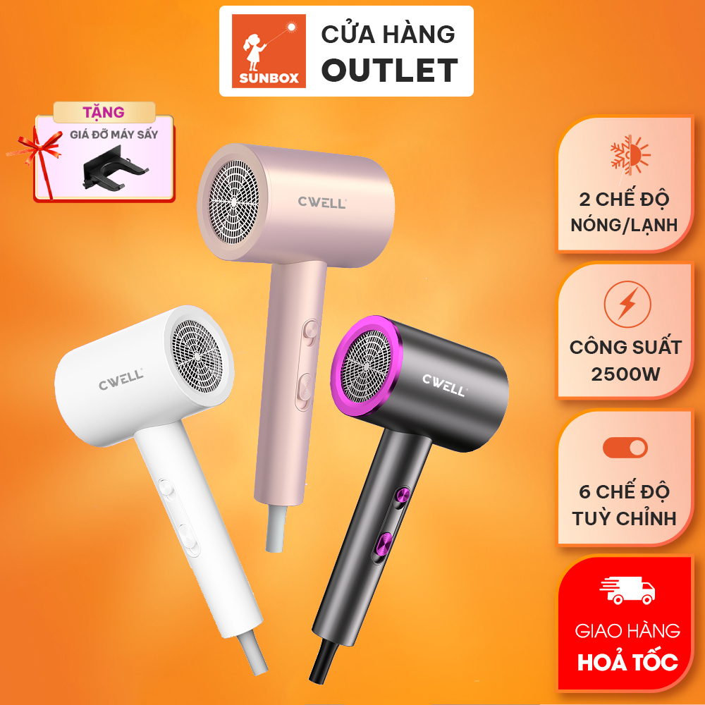 Máy sấy tóc CWELL C10HD kiểu dáng hiện đại công suất 2500W, 6 chế độ sấy kép, thiết kế thời trang