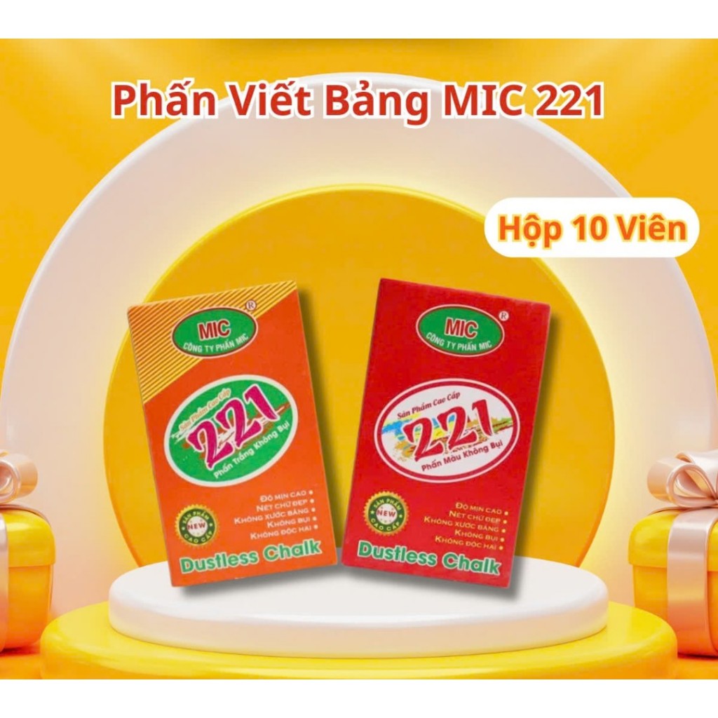 (Set 3h)-Phấn Trắng Mic Không Bụi Hộp/10v Trắng/Màu