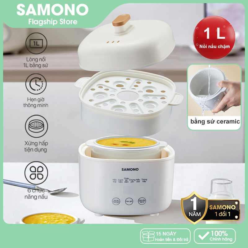 SAMONO Nồi nấu chậm đa năng SW-SC10 dung tích 1L phiên bản tiếng Việt - Hàng chính hãng BH 1 năm