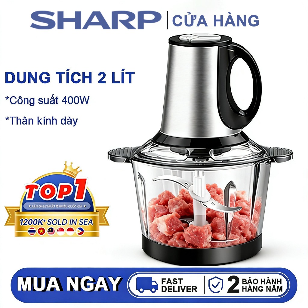 Bảo hành 24 Tháng,Đa chức năng Máy Xay Thịt 2L,Đi kèm với 4 lưỡi dao,XAy nhiều thành phần khác nhau,Tiết kiệm thời gian