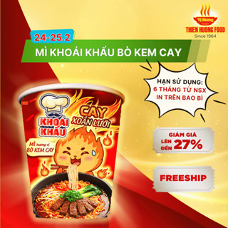 MÌ CAY XOẮN LƯỠI - Thùng 24 ly Mì Khoái Khẩu Hương Vị Bò Kem Cay  67gram/ly [TMNLY0024]