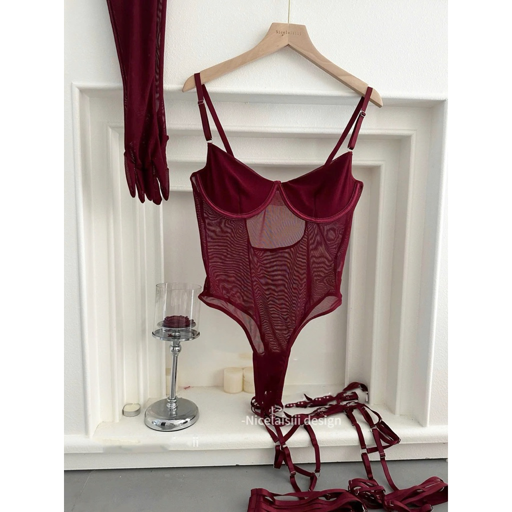 BS200 Bodysuit Sexy Có Gọng Không M.út Có Đai Nối Đùi Và Kèm Găng Tay Quyến Rũ | BigBuy360 - bigbuy360.vn