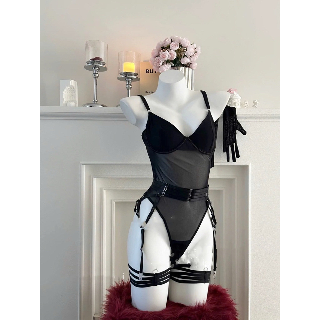 BS200 Bodysuit Sexy Có Gọng Không M.út Có Đai Nối Đùi Và Kèm Găng Tay Quyến Rũ | BigBuy360 - bigbuy360.vn