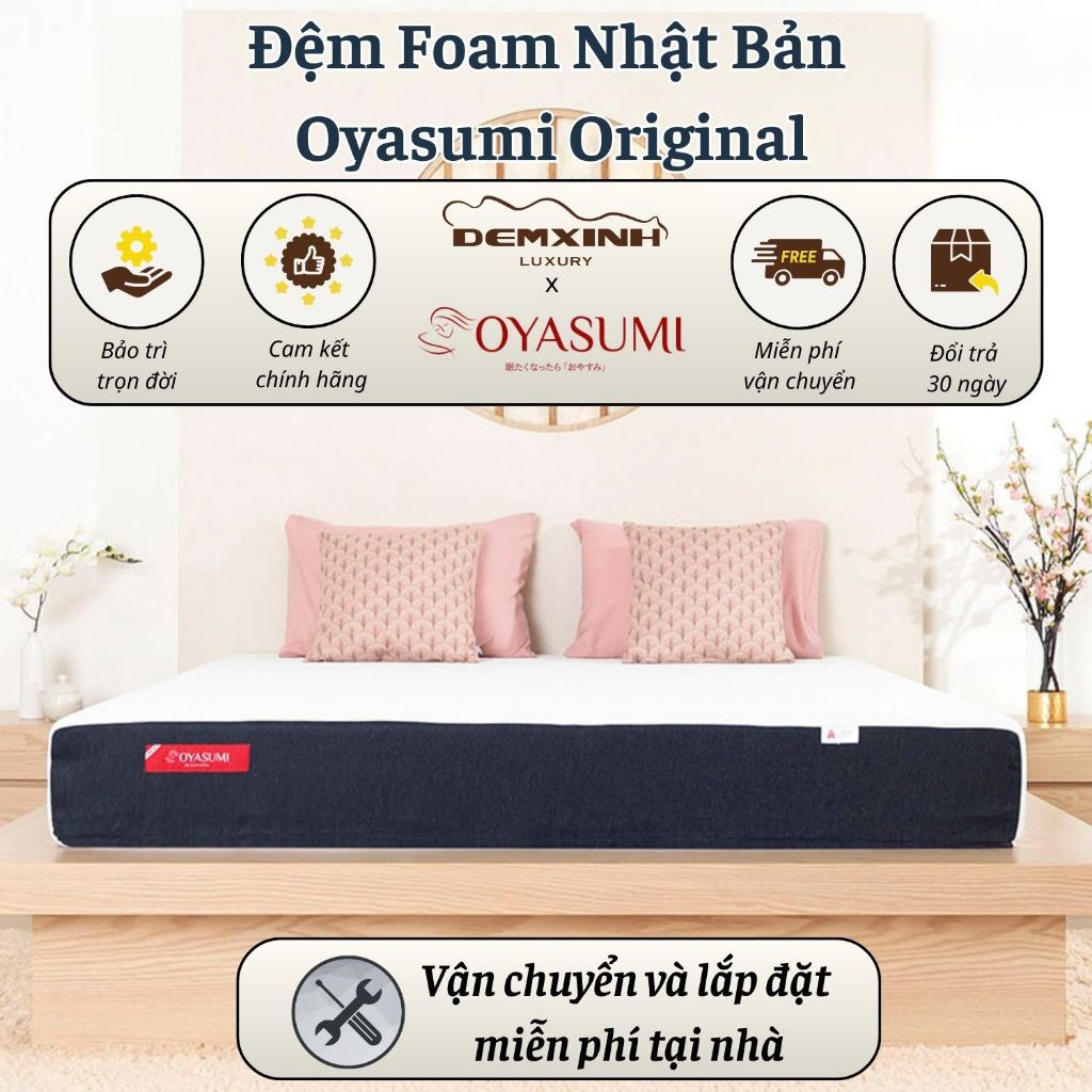 Đệm Foam Nhật Bản Oyasumi Original Nguyên Tấm - Độ Bền Cao, Đàn Hồi, Thoáng Khí vượt trội