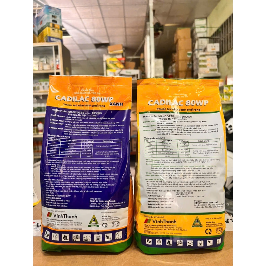 CADILAC 80WP (MANCOZEB 80%) BỘT XANH, VÀNG GÓI 1KG
